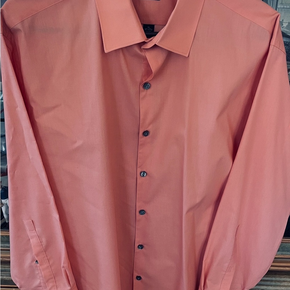 JF J.Ferrar Orange Dress Shirt Classic Button-Down